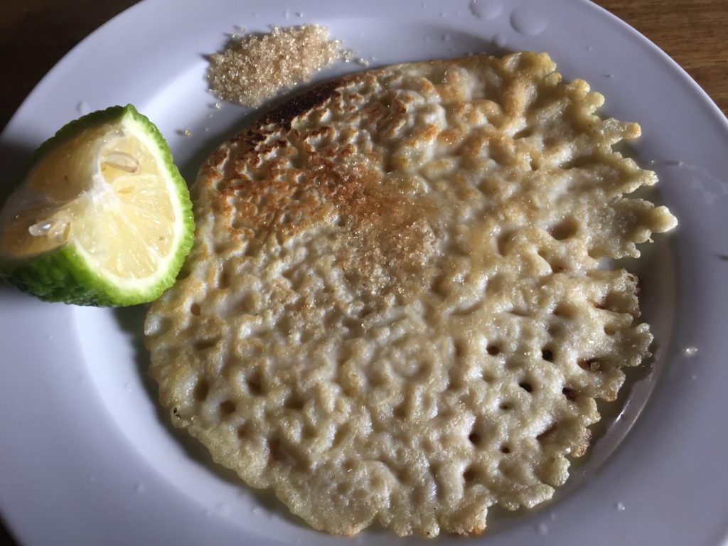 English Pancakes with lime and sugar in Grenada