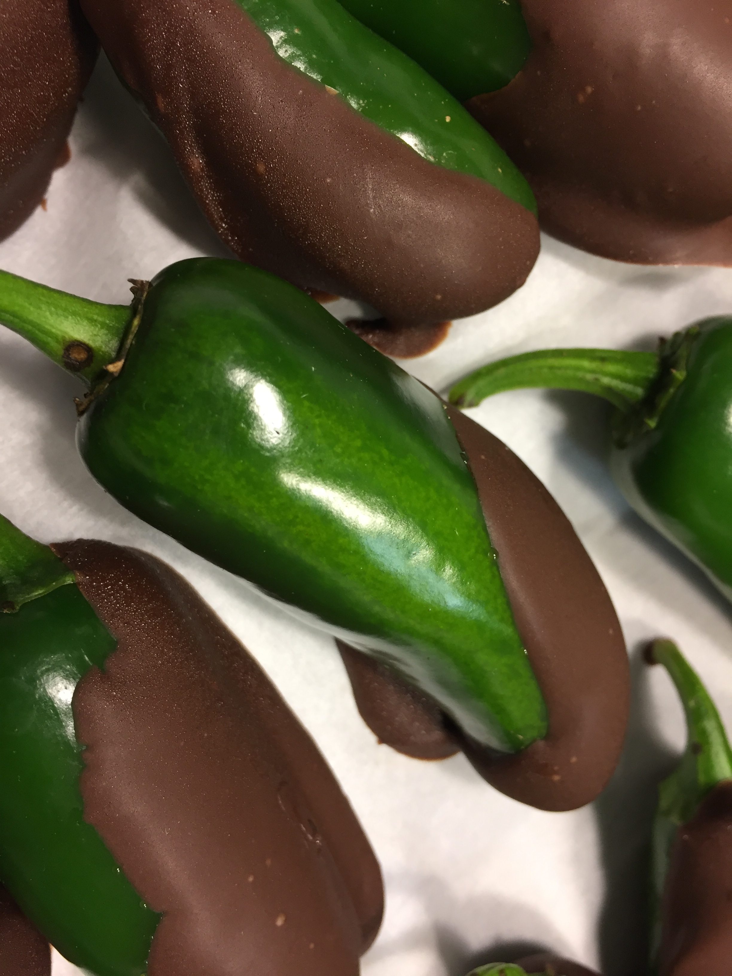 Organic Jalapeno Peppers Dipped in Organic Chocolate